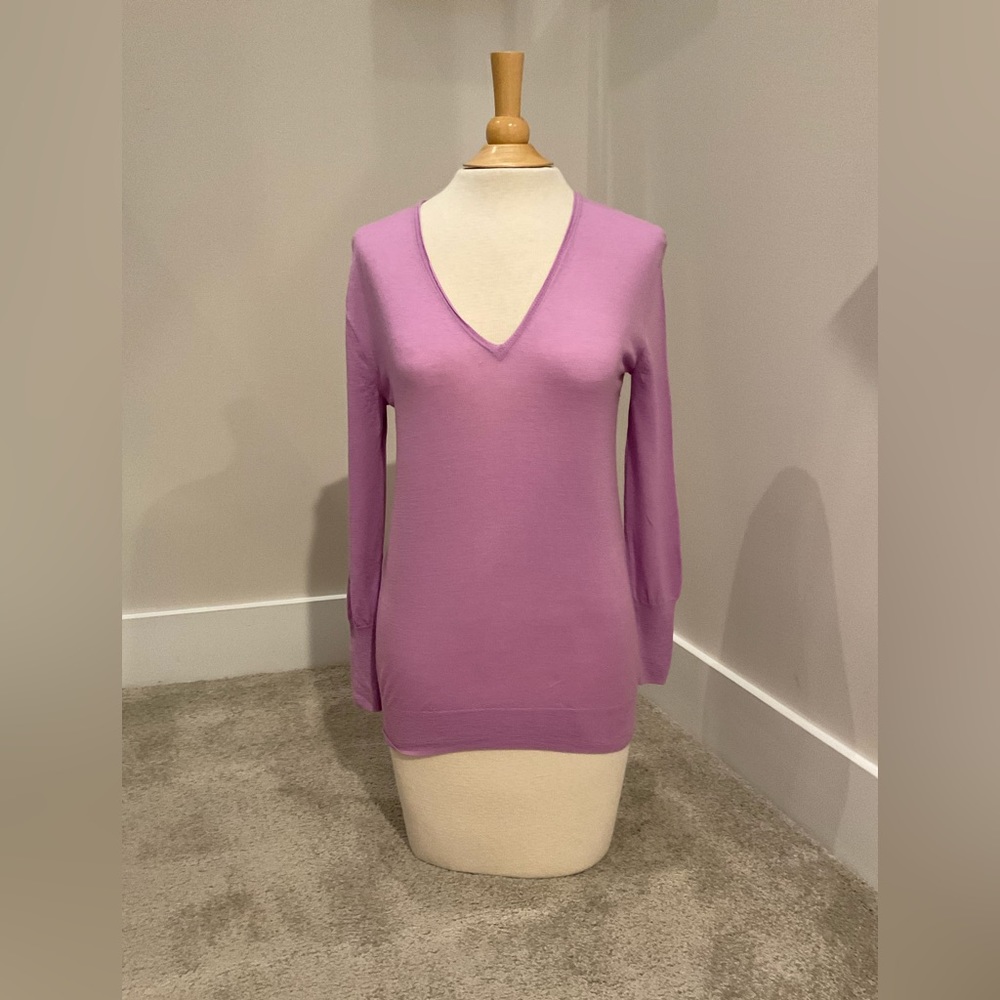 J. Crew 100% Merino Wool V-neck Sweater, Lilac, Size XS